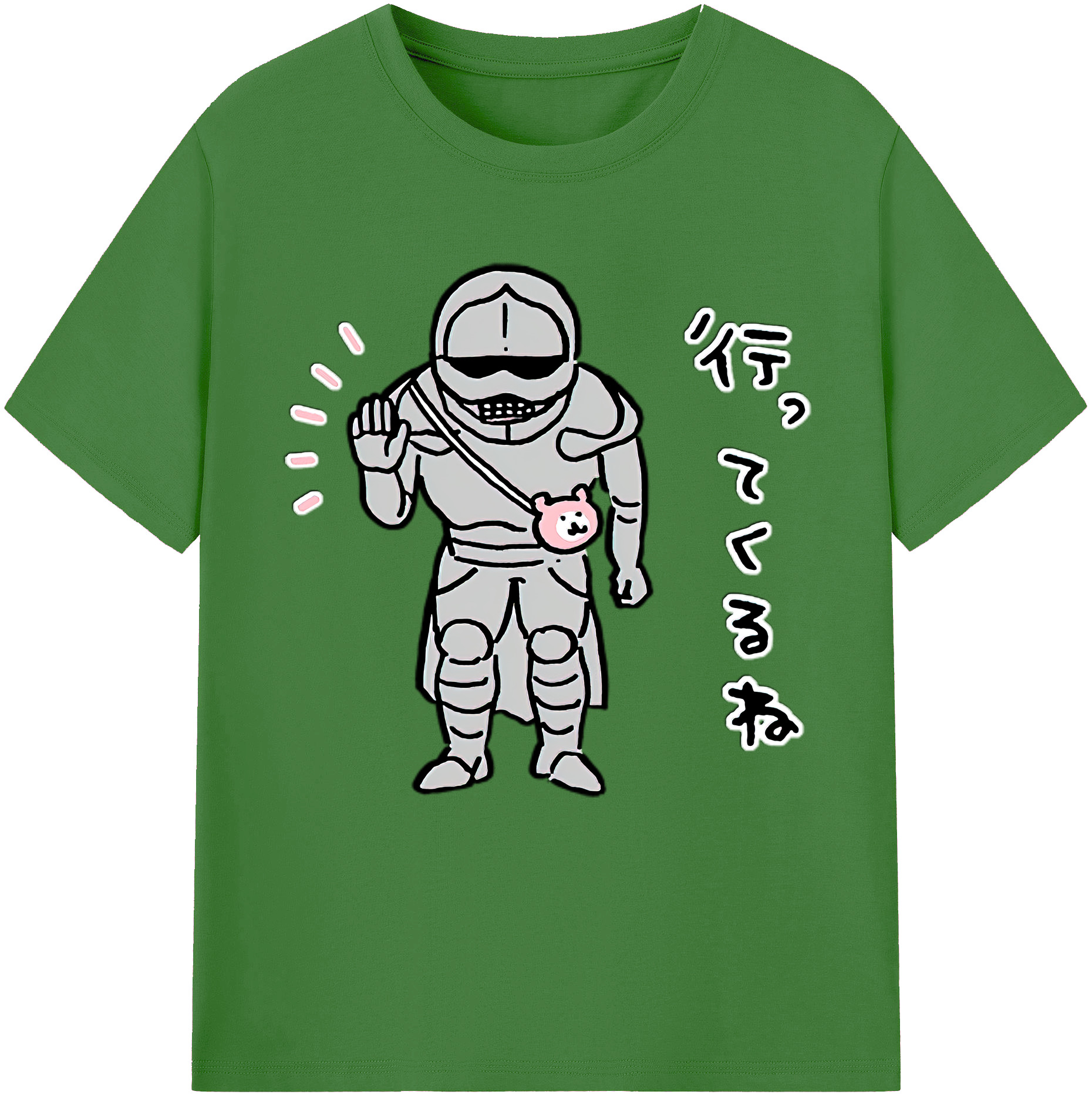（画像用） ちいかわ 労働の鎧さん Chii-kawa Mr. Armor of Labor レディースカジュアルプリントTシャツ（綿100％）
